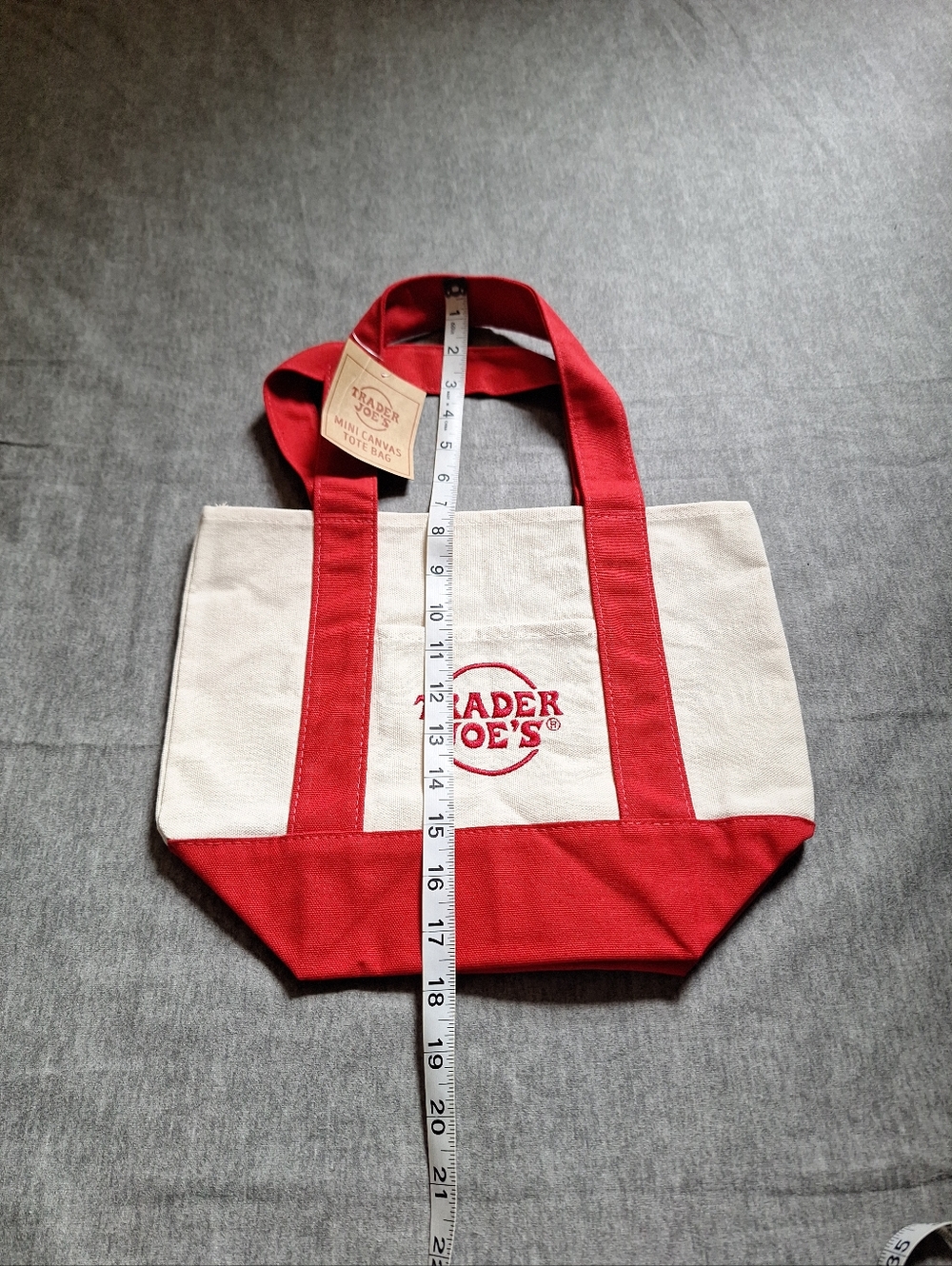 Trader Joe's Red & White Canvas Mini Tote - Picture 3 of 6